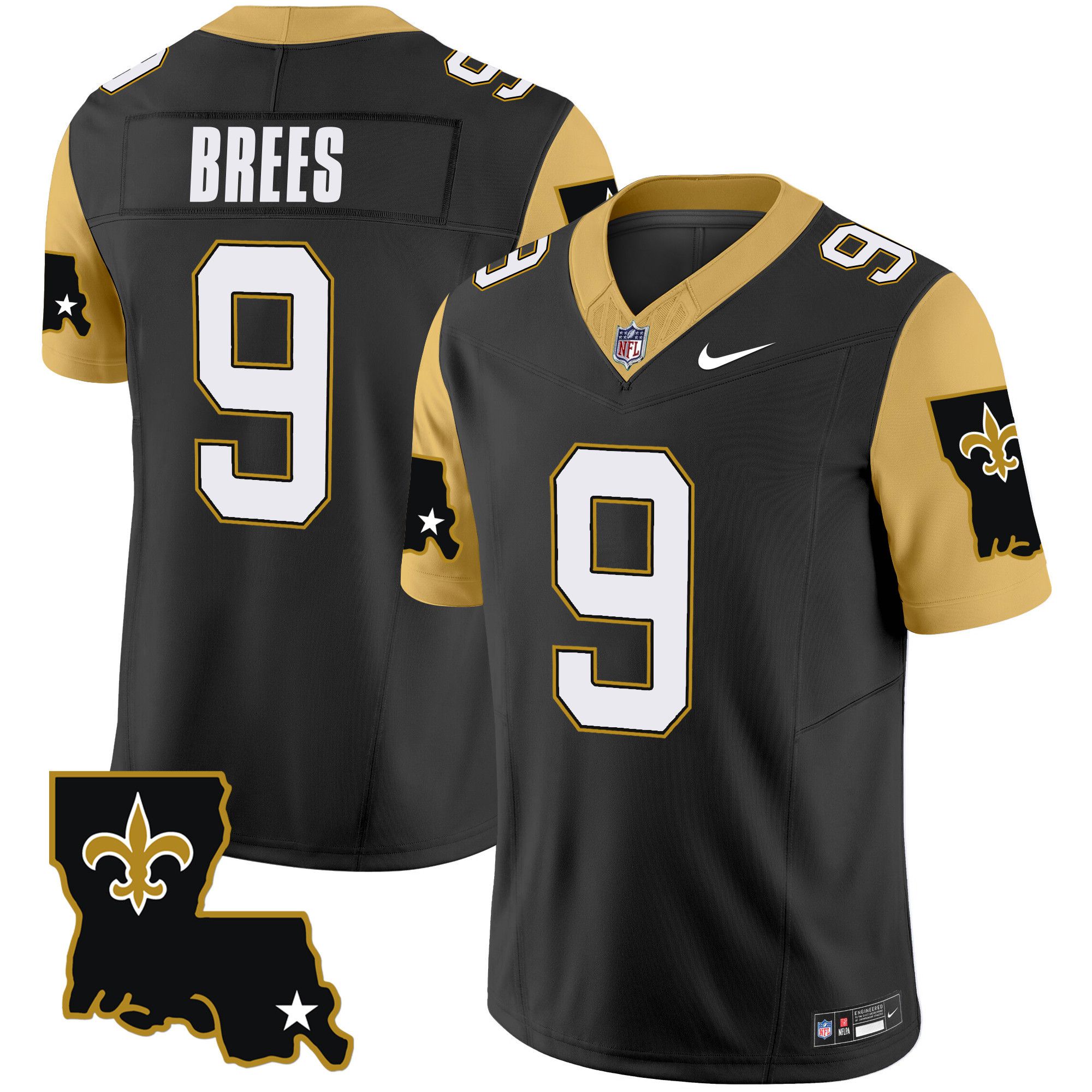 Men New Orleans Saints 9 Brees Black 2024 Nike 1987 Legacy Vapor Limited NFL Jersey